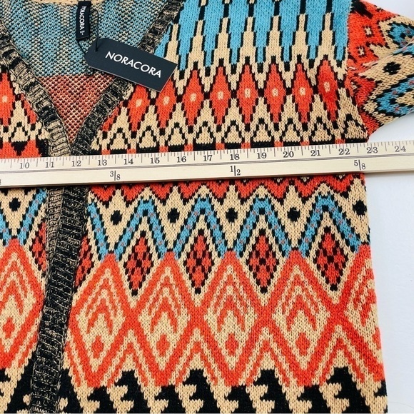 Noracora‎ Open Cardigan Women Size Small Knitting Cardigan Wool Aztec Tribal - Picture 6 of 13